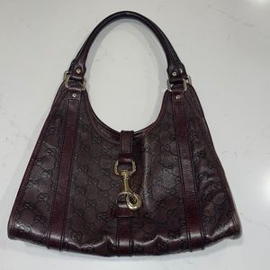 Vintage Gucci brown leather shoulder bag